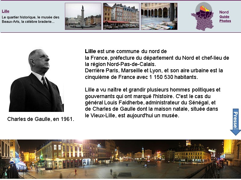Lille Charles de Gaulle, en 1961. Lille est une commune du nord de la